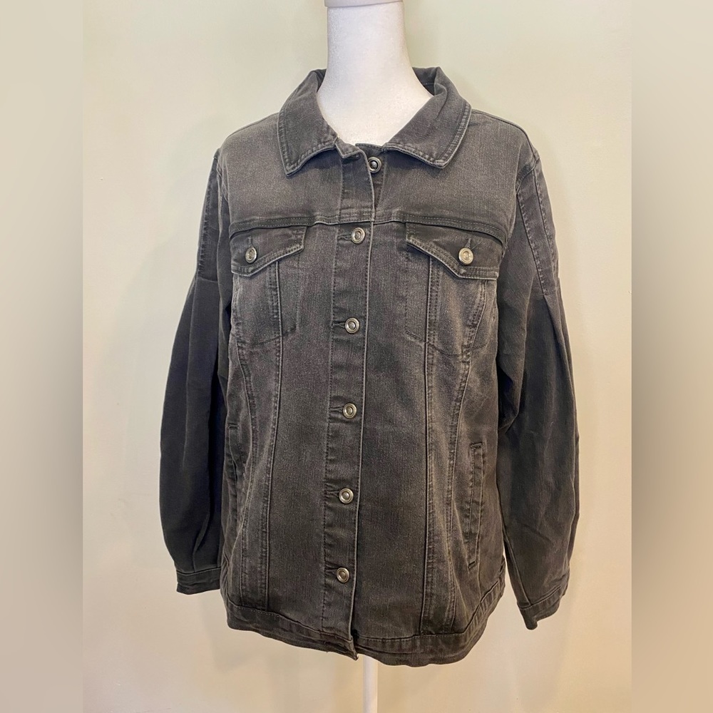 DG2 By Diane Gilman Black Jean Jacket Size L NWT